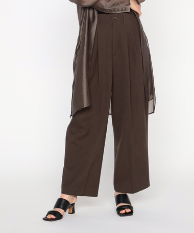 最終【美品】BACCA テーパード ウールパンツ ウエストゴム チャコールグレー セール】 ウールライク セミワイド カーゴパンツ （その他パンツ