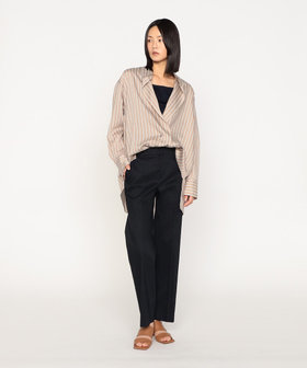 【未着用タグ付き】Basile 28 麻混 ジャケット 9号 M 定価8万円 たばこ色と濃紺 ジャケットライクシャツ（28-04HI04-204