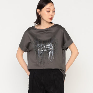 Ariolityスムース ナイアガラスパンコール刺繍Tシャツ（28-20TG06-204 