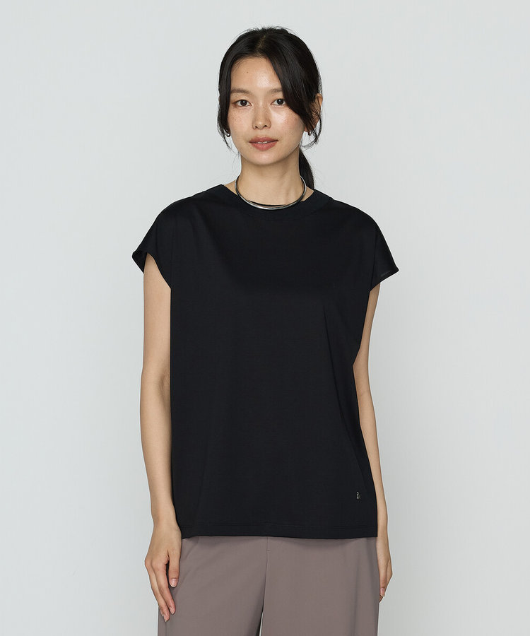 tシャツ プレーティング天竺タックスリーブボートネックプルオーバー レディース L】【接触冷感・吸水速乾】プレーティング天竺 ヘンリーネック