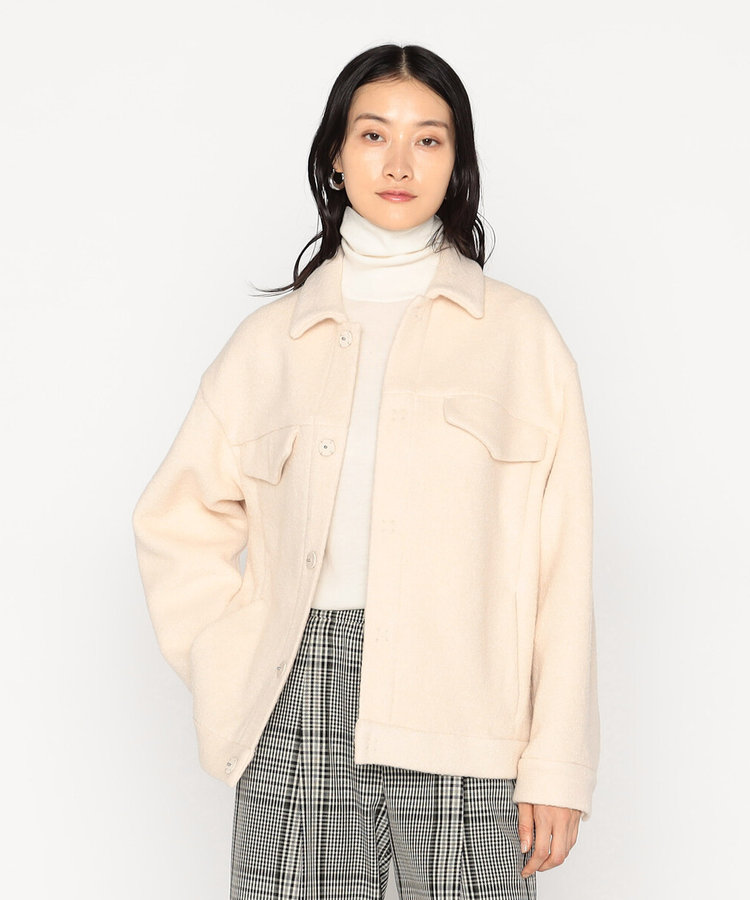 コムサコレクション　ケンジイトウ　ダブルブレストシャギーコート　チャコールグレー 11008CCJHCW0541005004?$VS_1500$