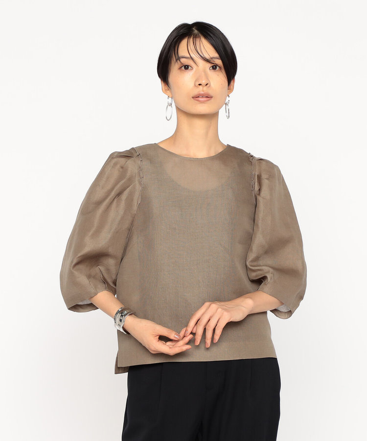 〔 +サイズ 〕 シルク麻二重織 ブラウス