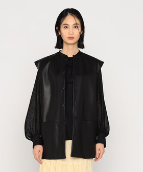 〔 +サイズ 〕 MATCH WITH LEATER ジレ