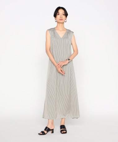 〔 +サイズ 〕センシティブストライプ　ドレス