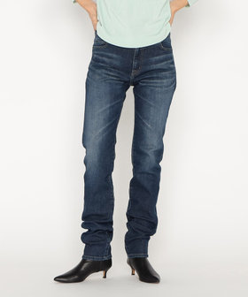 〔 +サイズ 〕左綾ストレッチデニム ストレートパンツ