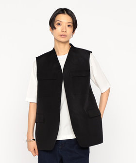 〔 +サイズ 〕 シルク麻二重織 ジレ