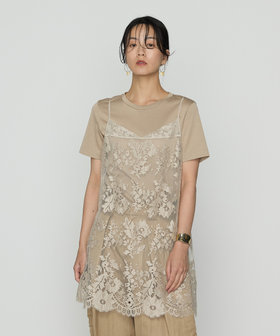 〔 +サイズ 〕 サフィランリバーレース大柄 キャミソール