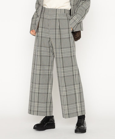 〔 +サイズ 〕 T／Wグレンチェック ワイドパンツ