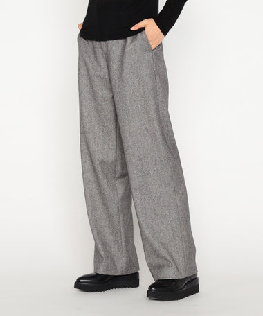 〔 +サイズ 〕 シックツイードヘリンボーン ワイドパンツ