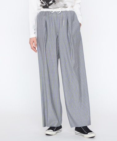 〔 +サイズ 〕 SUPER120’Sストライプ リラックスパンツ