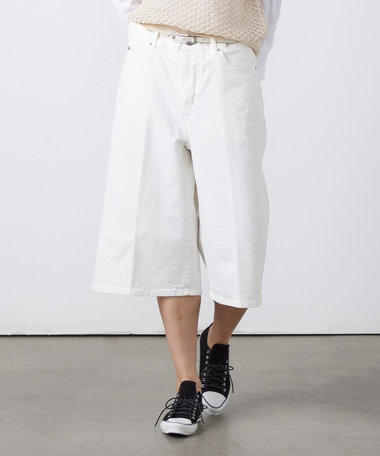 〔 +サイズ 〕 12OZホワイトデニム バミューダパンツ
