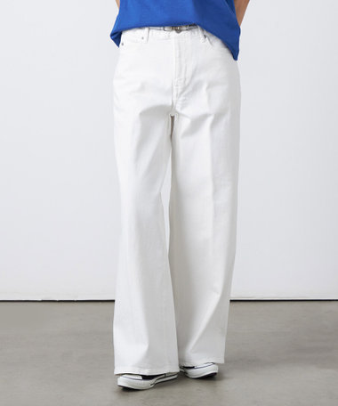 〔 +サイズ 〕 12OZホワイトデニム ワイドパンツ