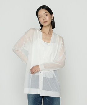 〔 +サイズ 〕 シアーVネック カーディガン