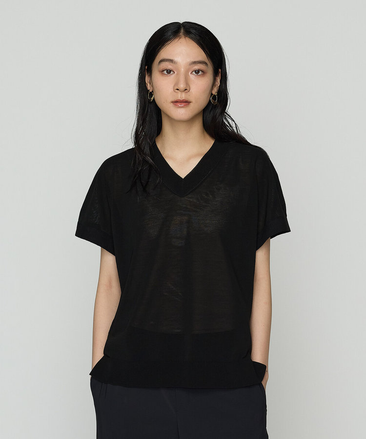 〔 +サイズ 〕 コイルヤーン Vネックニット