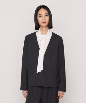 セットアップ対応】アチェローザダブルクロス ノーカラージャケット