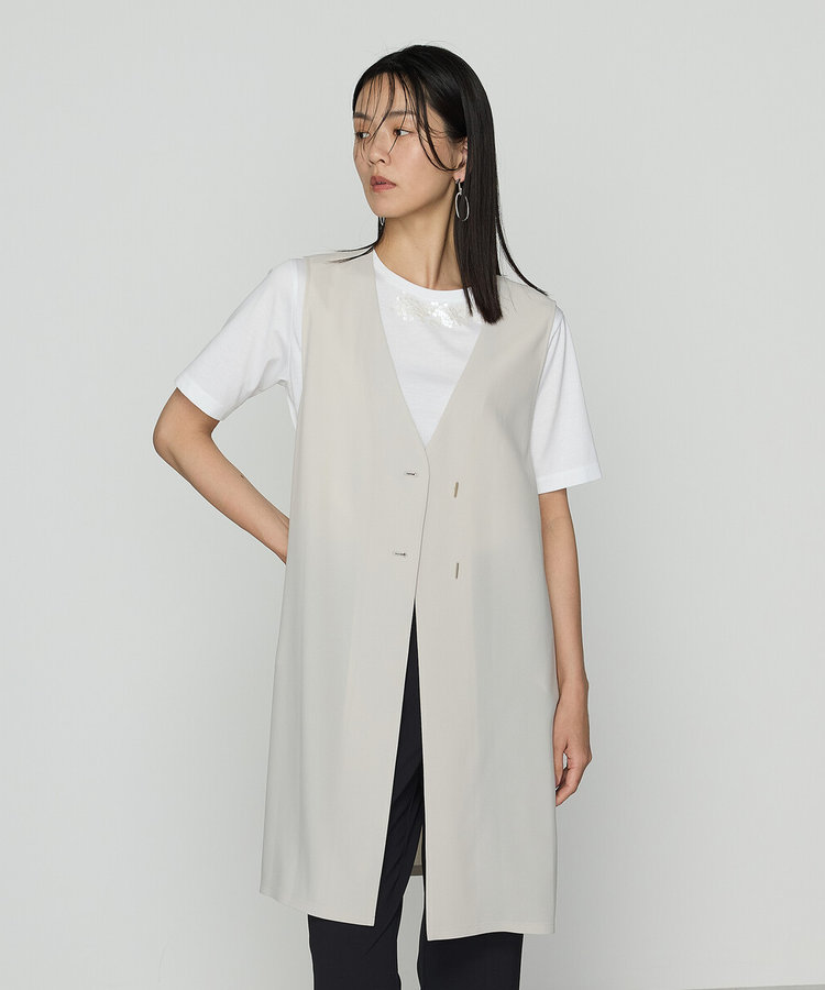 TALLサイズ 〕 【セットアップ対応】ストレッチからみ ジレ（34