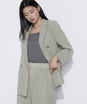 【Oggi 7月号掲載 滝沢カレンさん着用商品】〔 TALLサイズ 〕 【セットアップ対応】【RE:撚】トリアセクールスラブ ダブルジャケット