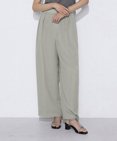 【Oggi 7月号掲載 滝沢カレンさん着用商品】〔 TALLサイズ 〕 【セットアップ対応】【RE:撚】トリアセクールスラブ タックワイドパンツ