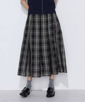 にこ様♡グレーチェック TALLサイズ 〕 先染めシアーチェック タックスカート（34-38FO05-206