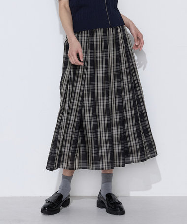 〔 TALLサイズ 〕 先染めシアーチェック タックスカート