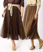 TALLサイズ〕ソフトチュール リバーシーブル プリーツスカート（34