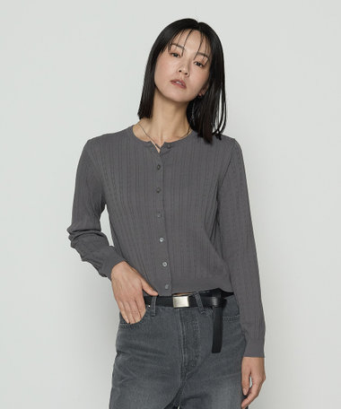 〔 TALLサイズ 〕 コットンダルストレッチ ケーブルカーディガン