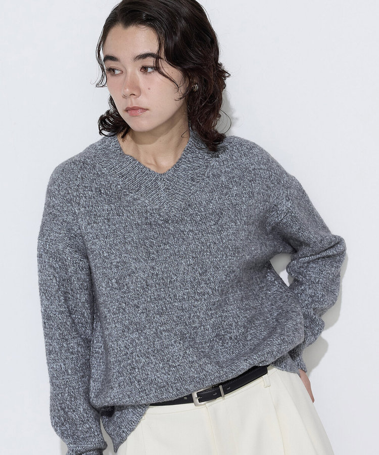 〔TALLサイズ〕和紙ブークレー Vネックプルオーバー