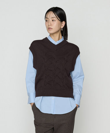 〔 TALLサイズ 〕 コットンポリエステルリリヤーン ニットベスト