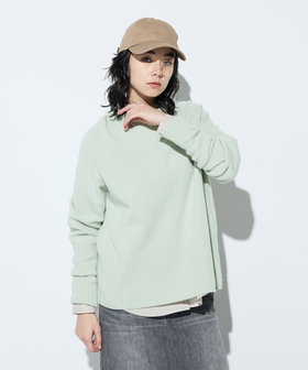 TALLサイズ 〕 カシミヤ混ウール バイカラーニット（34-56IM13-205