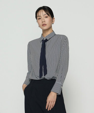 〔 TALLサイズ 〕 デシンストライププリント ボウタイシャツ