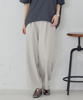 【美しいベーシックパンツ】麻調 ワイドパンツ