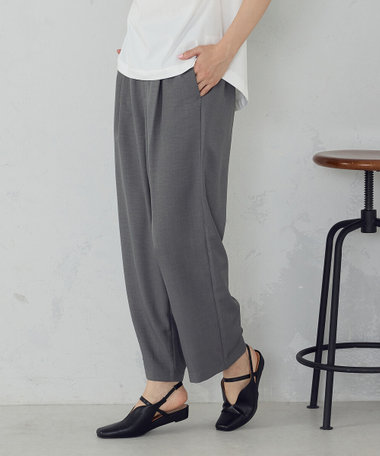 【美しいベーシックパンツ】麻調 ワイドパンツ