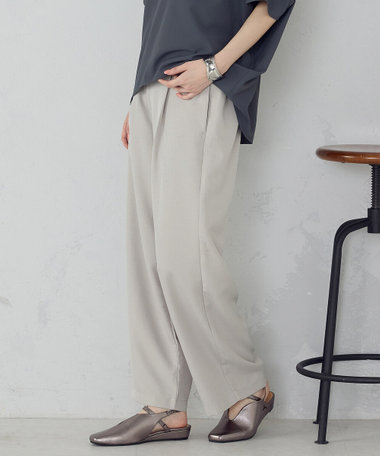 【美しいベーシックパンツ】麻調 ワイドパンツ