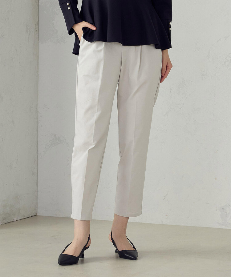 【美しいベーシックパンツ】ストレッチツイル テーパードパンツ