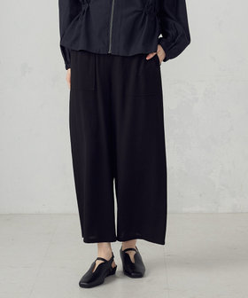 レーヨンポリエステル麻調スラブ ワークワイドパンツ