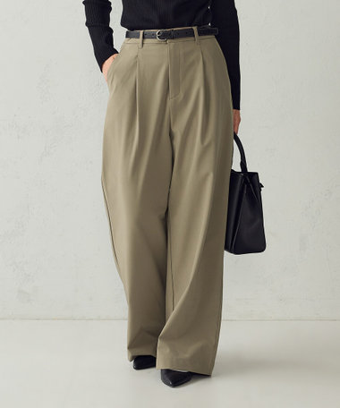 【美しいベーシックパンツ】裏メッシュ ワイドパンツ