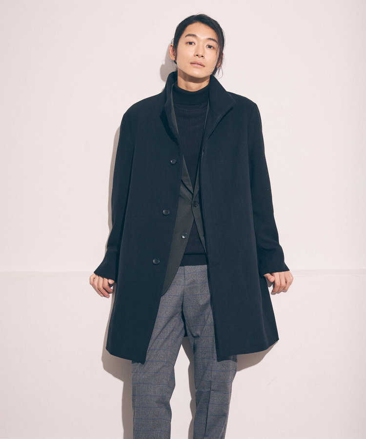 ウールブレンド メルトン イタリアンカラー コート