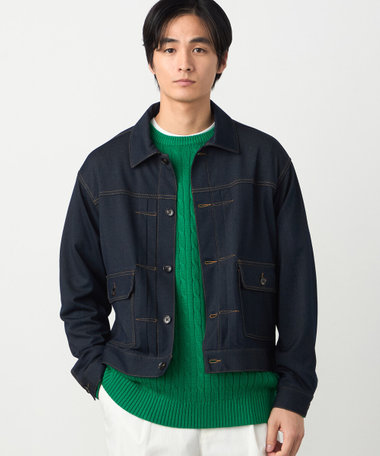 ガムストレッチ デニムライクジャージー Gジャンタイプブルゾン