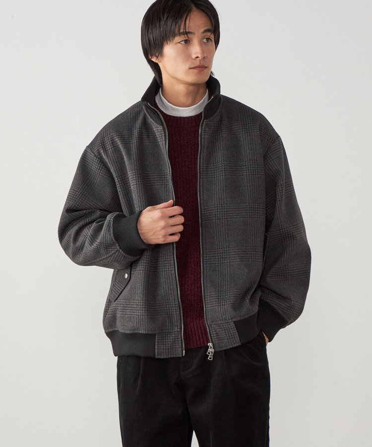 リブ衿スタンドカラー ZIPブルゾン