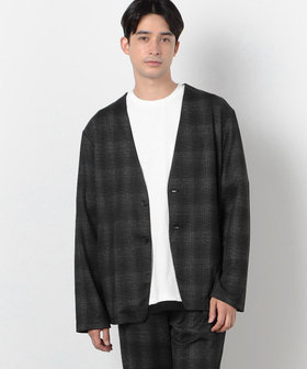 LOUNGEDRESS ギンガムチェックジャケット ブラック サイズF セットアップ対応】 シャドーチェック ノーカラージャケット（47