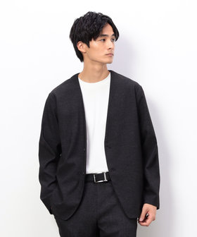 セットアップ対応】デニムライクストレッチ ノーカラー