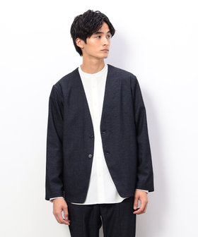 セットアップ対応】デニムライクストレッチ ノーカラー