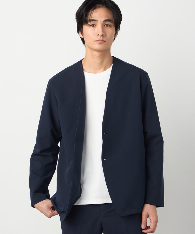 FOXEYレーヨンポリ ノーカラージャケット38 セットアップ対応】ポリエステルレーヨン トロピカル ノーカラー