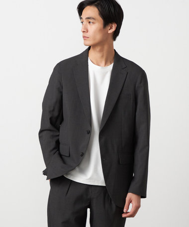 【セットアップ対応】【ウォッシャブル】リネンライクポリエステル テーラードジャケット