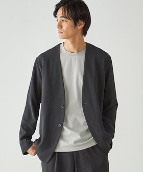 【セットアップ対応】楊柳ポリエステル ノーカラージャケット