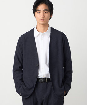 セットアップ対応】デニムライクストレッチ ノーカラージャケット（47