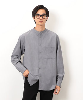 ファンクショナル リネンライク バンドカラー 七分袖シャツ（47