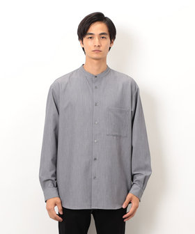 【中古】マシス MASSES シャツ ストライプ コットン 長袖 S グレー /YM メンズ ウールライク バンドカラー 長袖シャツ（47-30IM01-205