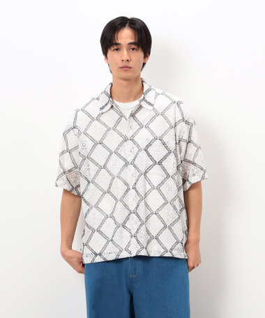 クロシェ風編み レースシャツ