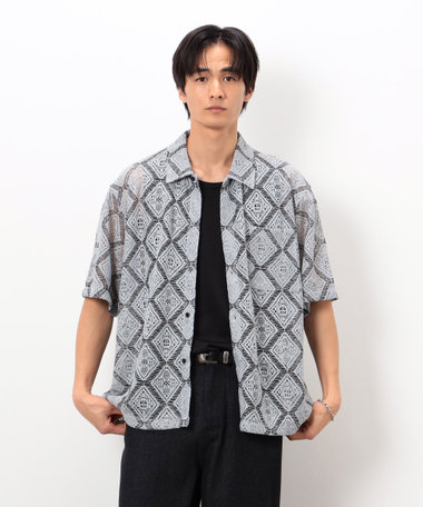 クロシェ風編み レースシャツ